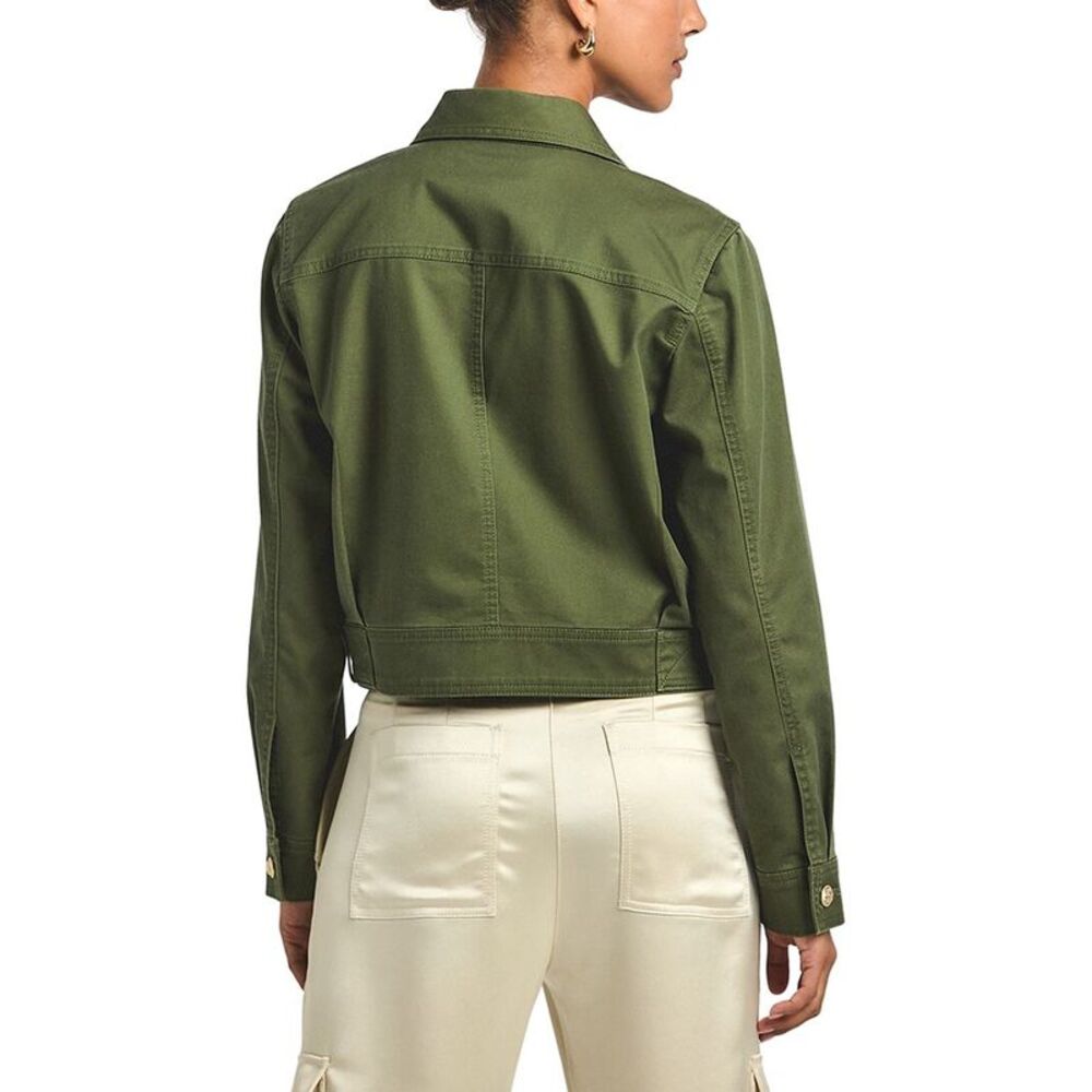 Derek Lam 10 Crosby Womens  Celinora Cotton Drill Cropped Jacket, Green - Picture 2 of 5